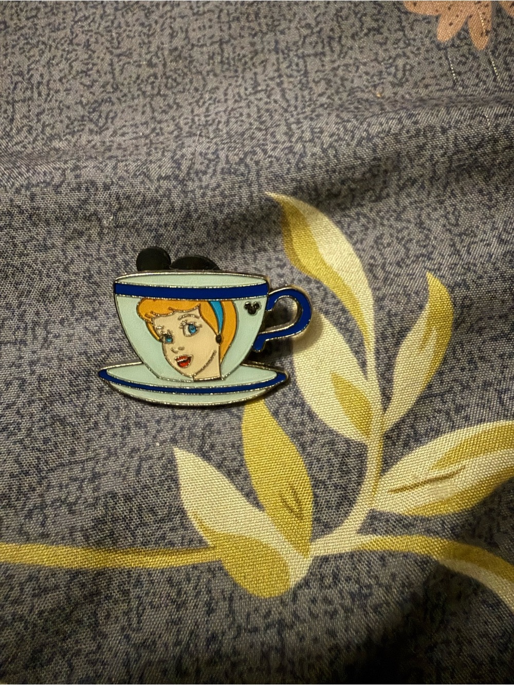 Disney Blue Teacup Enamel Pin with Princess Motif